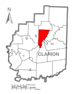 Map of Clarion County, Pennsylvania highlighting Paint Township