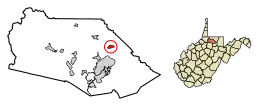Location of Rivesville in Marion County, West Virginia.