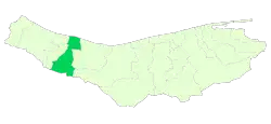 Location of Chalus County in Mazandaran province