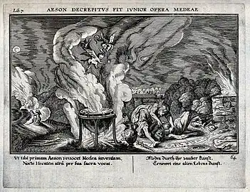Medea draining the blood of Aeson in order to rejuvenate him