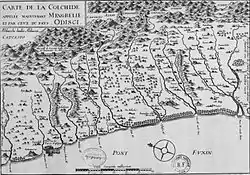 A map of Odishi, originally by Archangelo Lamberti, 1654.