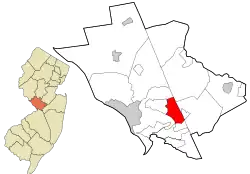 Location in Mercer County and the state of New Jersey.