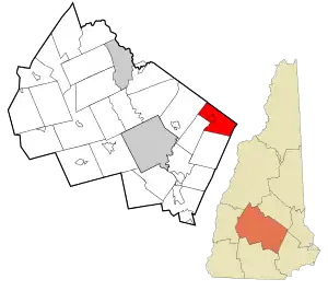 Location in Merrimack County and the state of New Hampshire