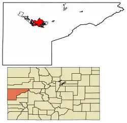 Location of the City of Grand Junction in Mesa County, Colorado.