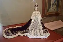 Image 2A model of Queen Elizabeth II in her coronation gown and regalia on display at the Canadian Museum of History, as part of the show A Queen and Her Country, to mark the Queen's Diamond Jubilee (from Canadian royal symbols)