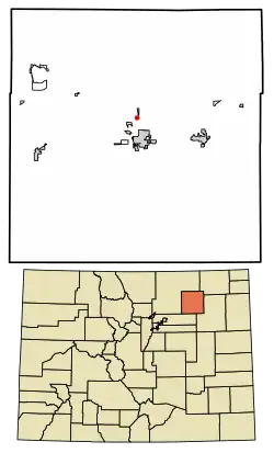 Location of the Blue Sky CDP in Morgan County, Colorado.