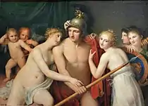 Mars désarmé par les Grâces, circle of Jacques-Louis David. Late 18th century or early 19th century