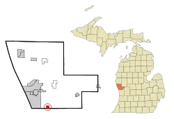 Location in Muskegon County and the state of Michigan