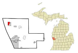 Location within Muskegon County and the state of Michigan