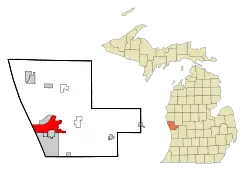 Location within Muskegon County and the state of Michigan
