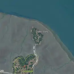 Aerial image of an island.