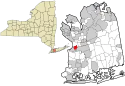 Location of New Hyde Park within Nassau County and the state of New York