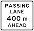 (A42-1/IG-6) Passing Lane Ahead (in 400 metres)