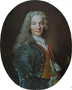Voltaire in 1724–25, spent most of his career in exile far from Pari, but returned to the city to die