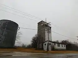 An unused grain elevator in Niota in January&nbsp;2017