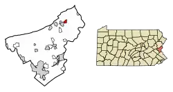 Location of East Bangor in Northampton County, Pennsylvania (left) and of Northampton County in Pennsylvania (right)
