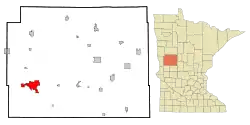 Location of Fergus Falls in Otter Tail County, Minnesota (left) and of Otter Tail County in Minnesota (right)