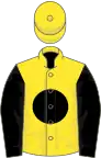 Yellow, black disc, black sleeves, yellow cap