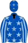 Royal Blue, Light Blue stars, striped sleeves