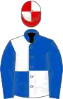 Royal blue and white (quartered), royal blue sleeves, red and white quartered cap