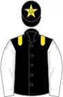 Black, yellow epaulets, white sleeves, black cap, yellow star