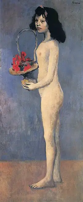Pablo Picasso, 1905, Young Girl with a Flower Basket, oil on canvas, 154.8 x 66.1 cm, private collection