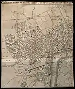 Marylebone Lane (upper left) on a 1764 map when it was on the fringes of London