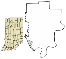 Location of Troy in Perry County, Indiana.