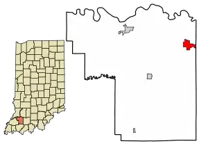 Location of Otwell in Pike County, Indiana.