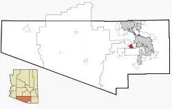Location in Pima County and the state of Arizona