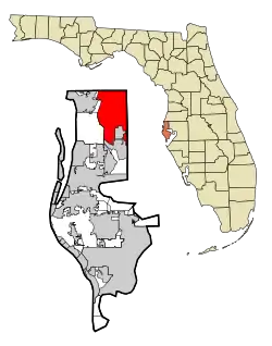 Location in Pinellas County and the state of Florida