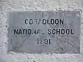 Plaque at Coracloon National School, County Leitrim.