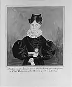 Portrait and Birth Record of Mahala Wechter in fraktur style. Jacob Maentel. Metropolitan Museum of Art.