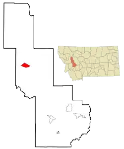 Location of Ovando, Montana