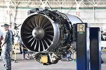 Introduced in 1984 the Pratt & Whitney JT15D-5 with wide chord fan blades and shrouds and stiffeners deleted.