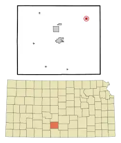 Location within Pratt County and Kansas