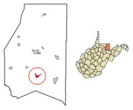 Location of Rowlesburg in Preston County, West Virginia.