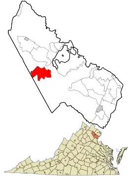 Location in Prince William County and the state of Virginia.