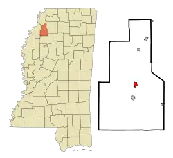 Location of Marks, Mississippi