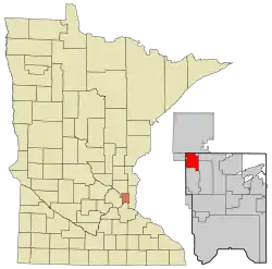 Location of the city of Mounds Viewwithin Ramsey County, Minnesota