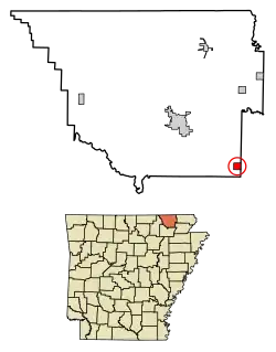 Location of O'Kean in Randolph County, Arkansas.