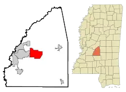 Location of Brandon, Mississippi