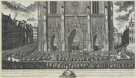 The Arrival of Louis XV at Strasbourg Cathedral, from a drawing by Weis&nbsp;[fr]