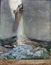 Signed illustration for Rudyard Kipling's science fiction story "With the Night Mail" (2005)