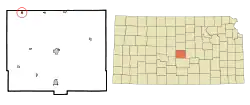 Location within Rice County and Kansas