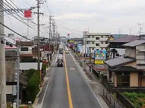 Route 203 Karatsu kaido from footbridge at front of Haruda primary school.jpg