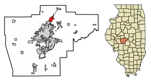 Location of Sherman in Sangamon County, Illinois.