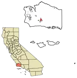 Location of Ballard in Santa Barbara County, California.