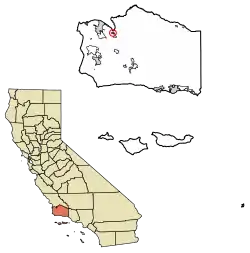 Location of Garey in Santa Barbara County, California.