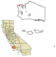 Location of Guadalupe in Santa Barbara County, California.